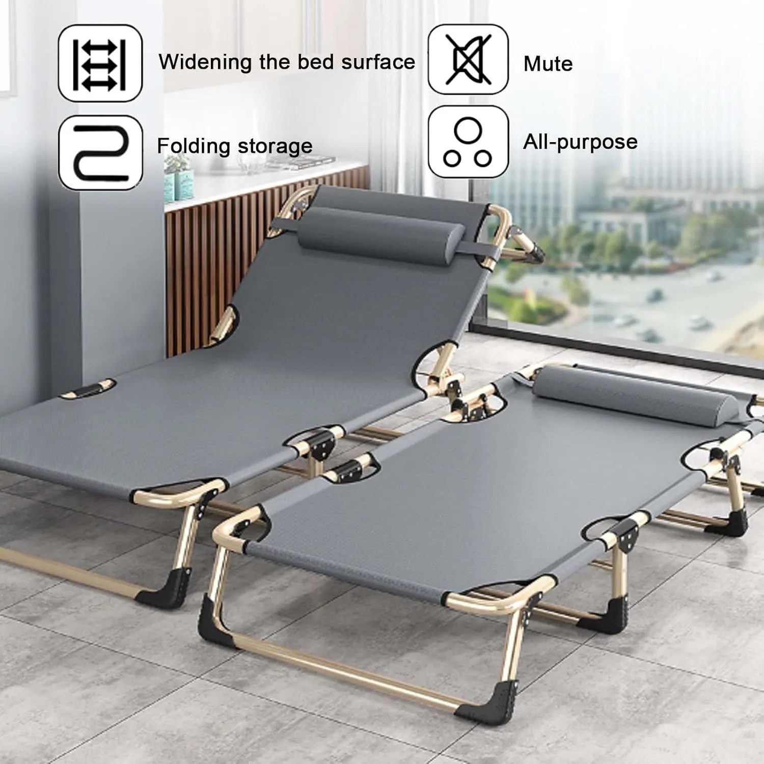Portable Folding Adult Bed,Camping Cot Camp Bed for Adults, Extra Wide Heavy Duty Folding Camping Bed with Cushion&Pillow, Portable Travel Camping Cot for Outdoor Travel Office, Lightweig