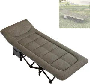 Portable Folding Adult Bed,Camping Cot Portable Camp Beds for Adults with Mattress, Extra Wide Heavy Duty Sturdy Sleeping Cot PP Cotton Stable Structure Headrest for Home Office Nap, No in