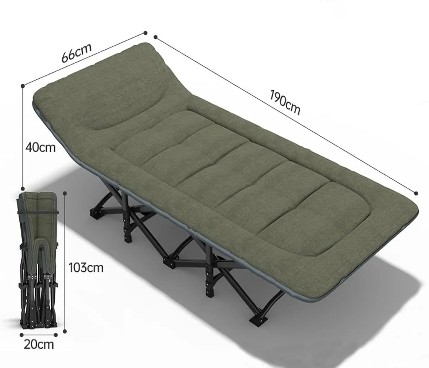 Portable Folding Adult Bed,Camping Cot Portable Camp Beds for Adults with Mattress, Extra Wide Heavy Duty Sturdy Sleeping Cot PP Cotton Stable Structure Headrest for Home Office Nap, No in