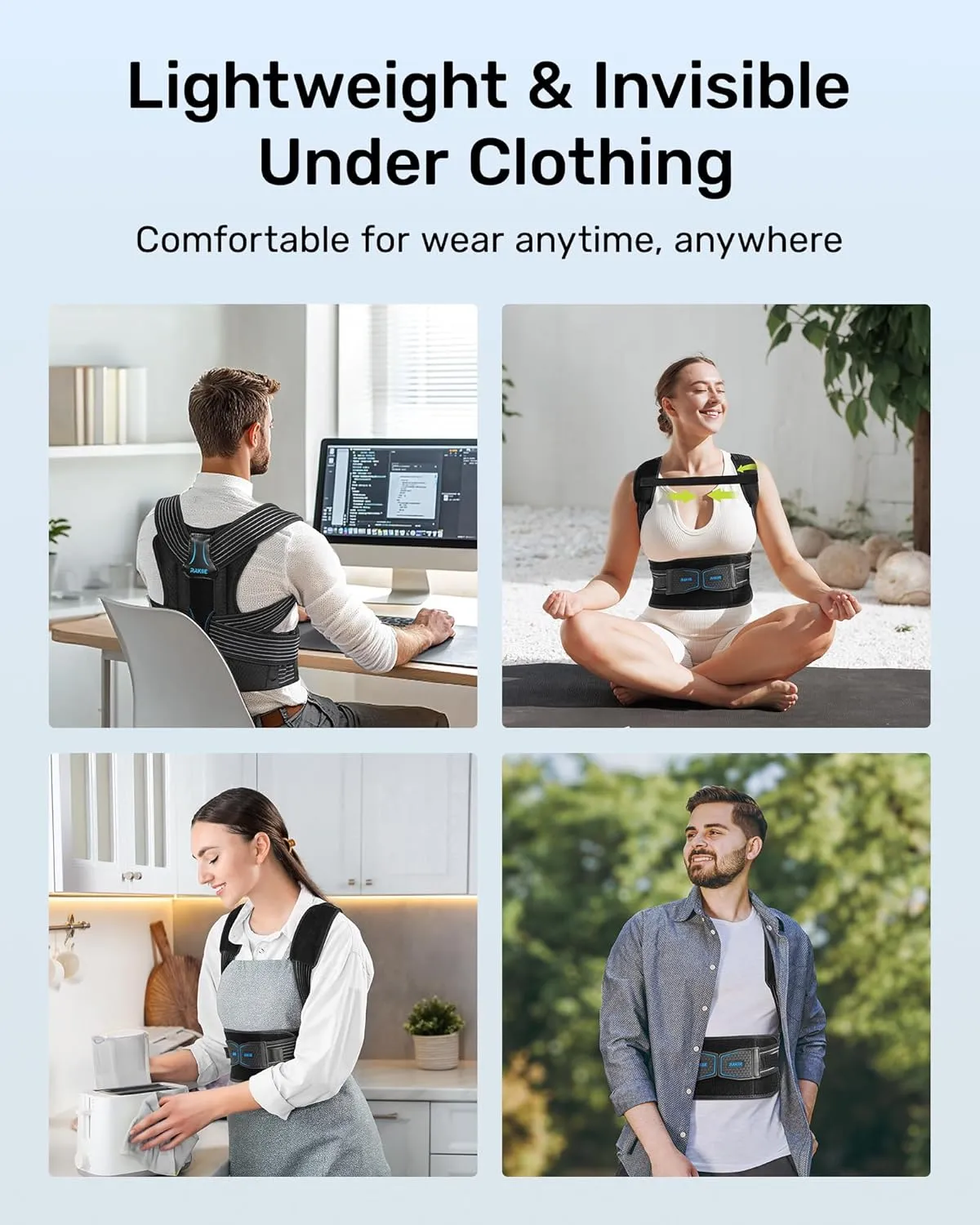 Posture Corrector for Women and Men, Upgraded Back Brace with Enhanced Support, Shoulder Straightener with Cushioned Shoulder Pads & Underarm Pain Relief Strap, Size M (Upper Waist: 35.4"-41.3")