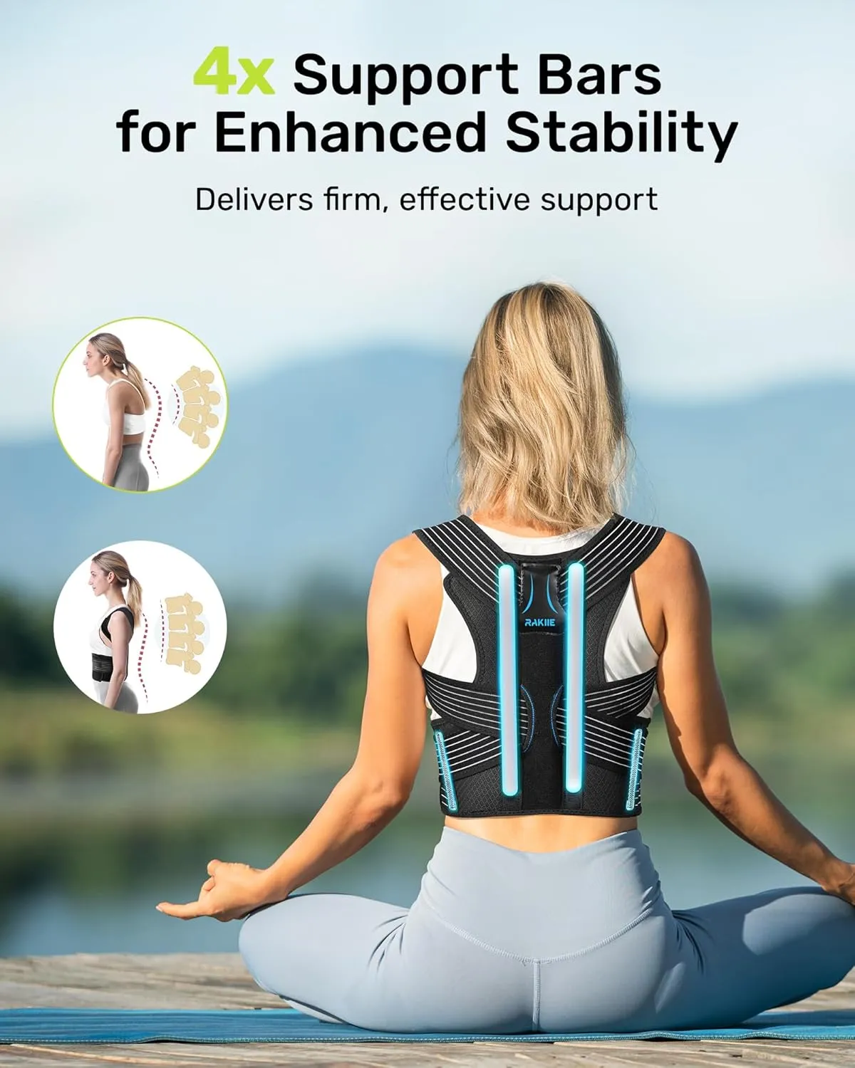 Posture Corrector for Women and Men, Upgraded Back Brace with Enhanced Support, Shoulder Straightener with Cushioned Shoulder Pads & Underarm Pain Relief Strap, Size M (Upper Waist: 35.4"-41.3")