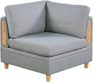 Poundex Dorris Fabric Upholstered Modular Corner Sofa with Solid Wood Decoration, Light Grey