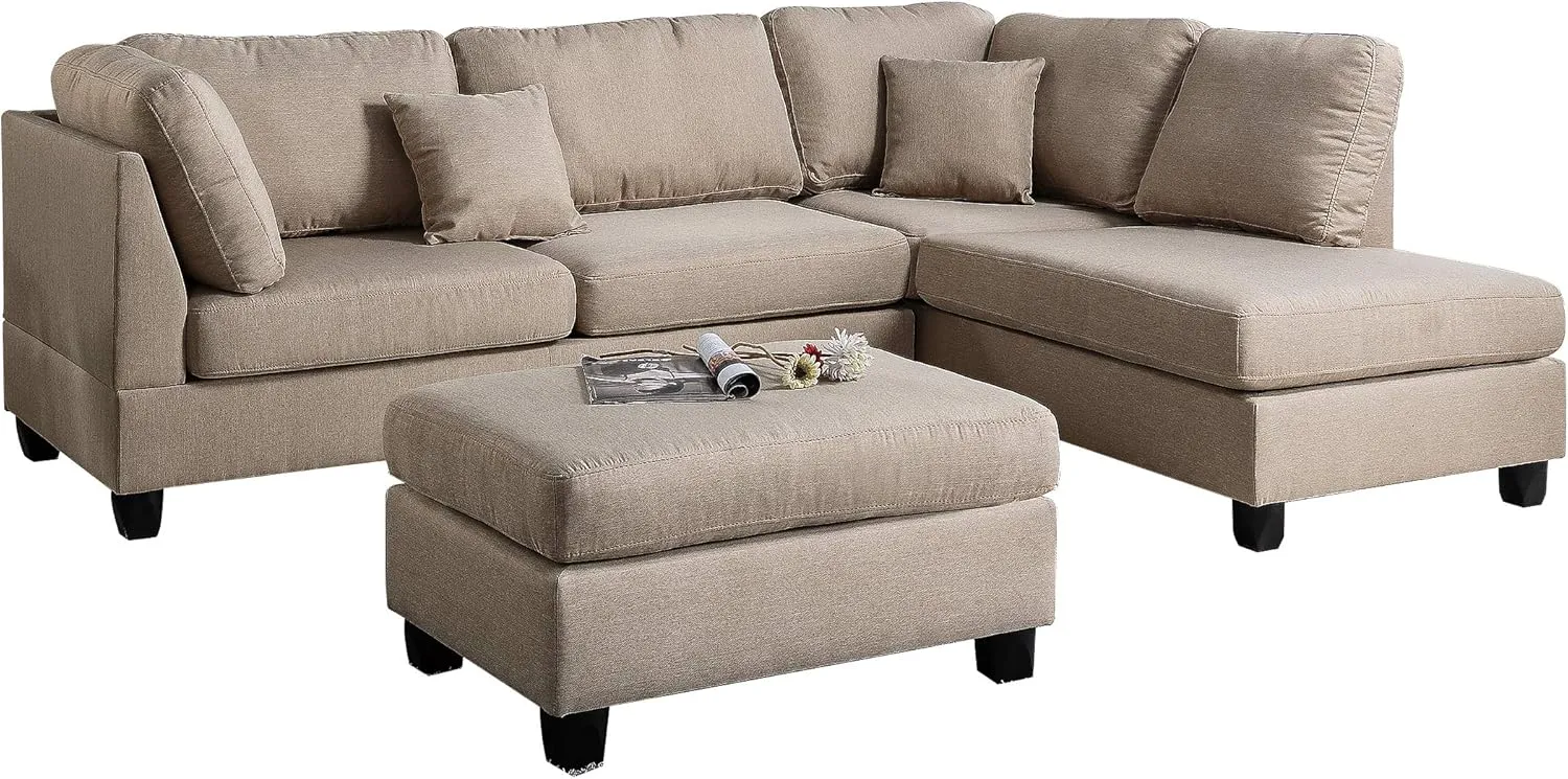 Poundex PDEX- Upholstered Sofas/Sectionals/Armchairs, Sand