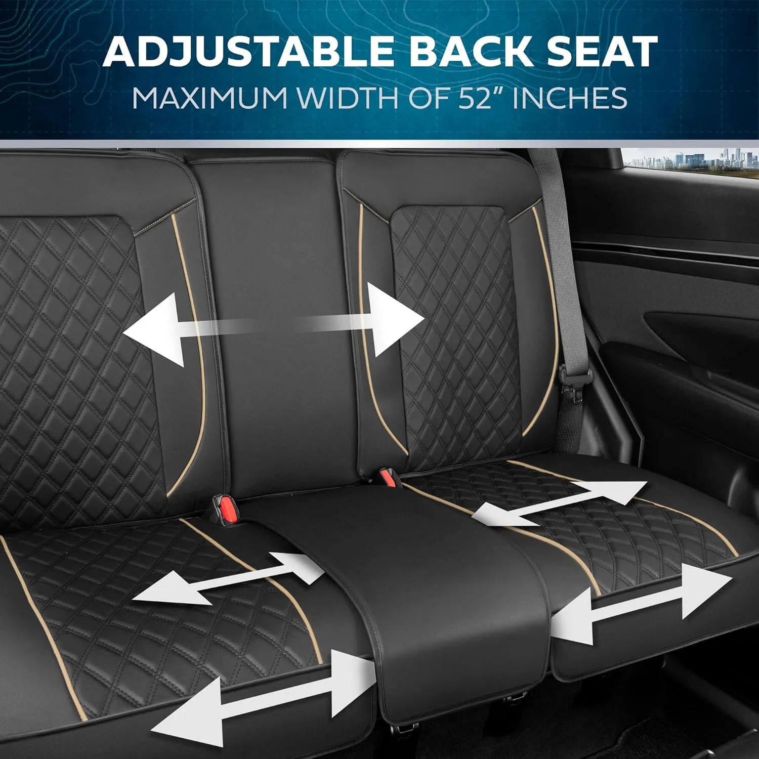Prestige Faux Leather Seat Covers - Semi-Custom Fit Car Seat Covers Full Set - Seat Covers for Trucks & SUV PU Leather Car Seat Covers - 2 Front Seat Interior Covers & 1 Back Bench Seat Cover