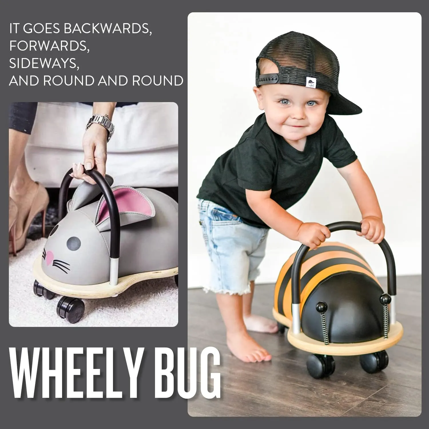 Prince Lionheart Wheely Ride-On Toy for Kids | Multi-Directional Casters | Helps Promote Gross Motor Skills and Balance | Mouse | Small