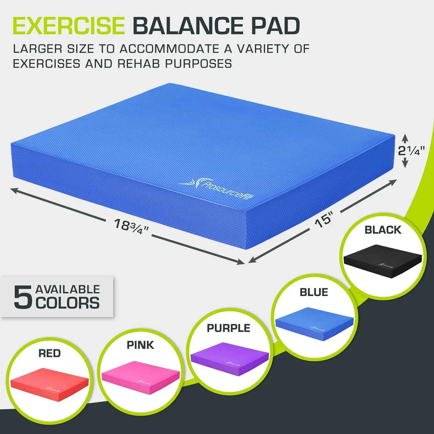ProsourceFit Exercise Balance Pad – Large Cushioned Non-Slip Foam Mat & Knee Pad for Fitness, Stability Training, Physical Therapy, Yoga