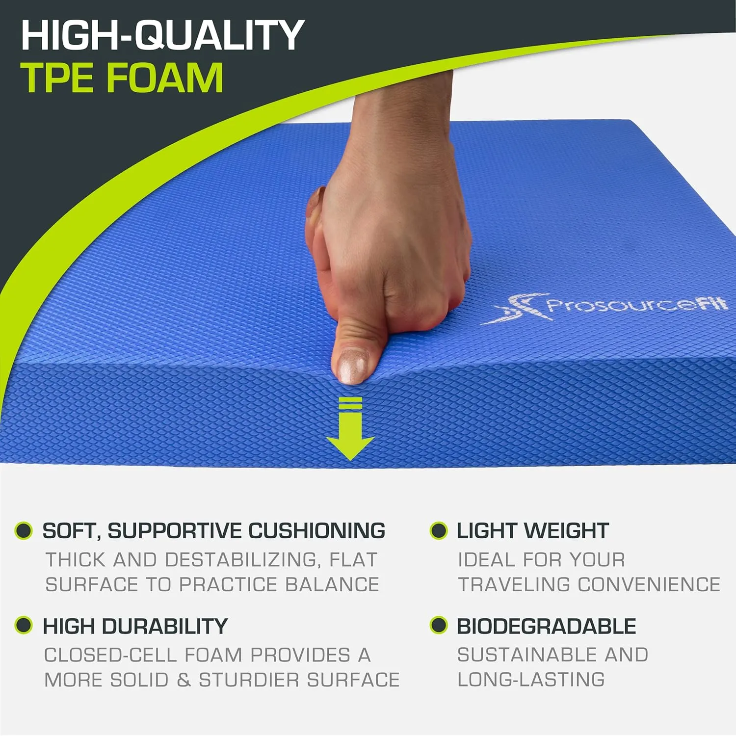 ProsourceFit Exercise Balance Pad – Large Cushioned Non-Slip Foam Mat & Knee Pad for Fitness, Stability Training, Physical Therapy, Yoga