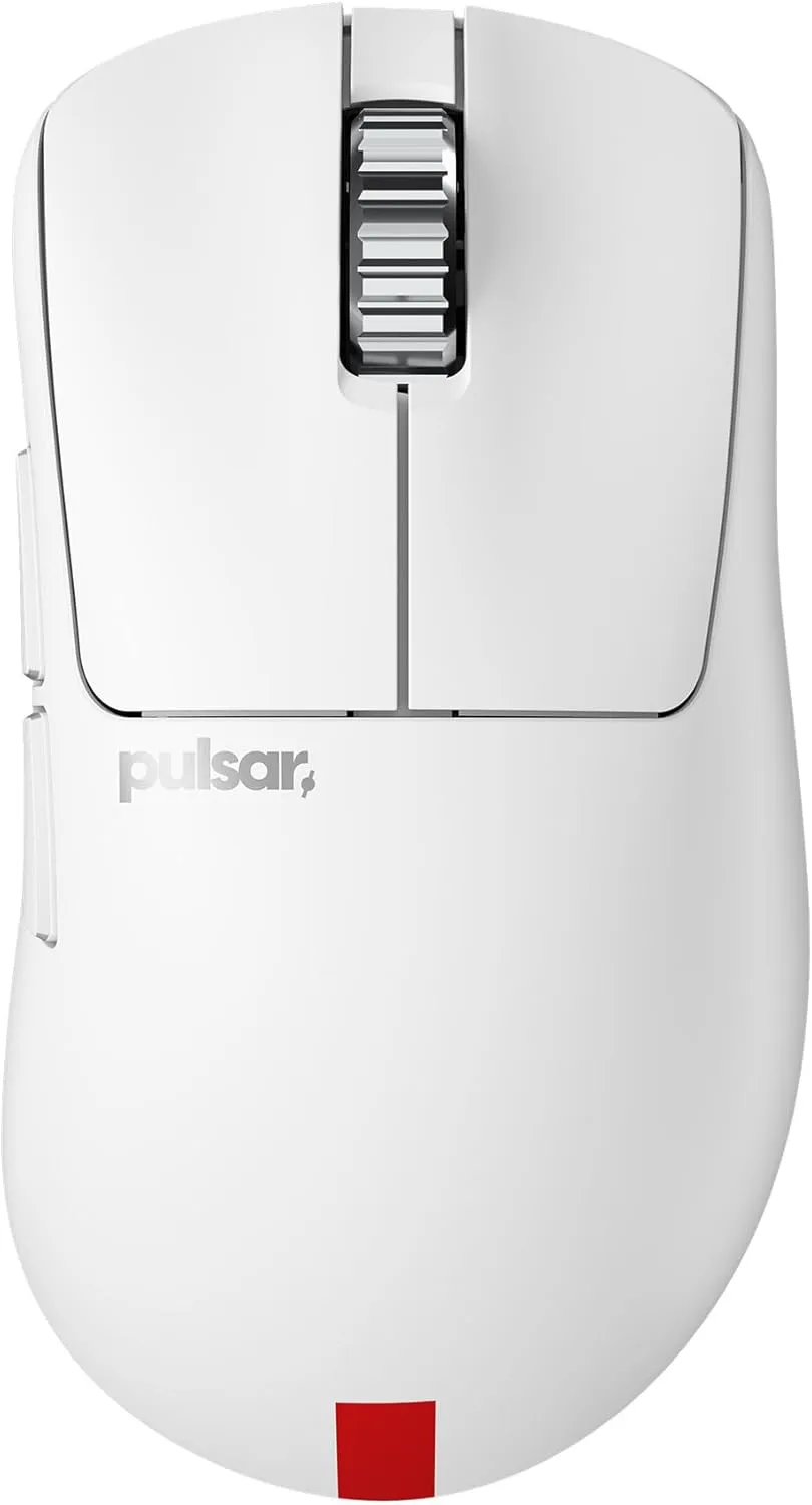 Pulsar Gaming Gears - Xlite V3 ES Wireless Gaming Mouse, Limited Edition, Ergonomic, Optical Switch, OLED Display, Driverless, PAW3395 Sensor, 100H Battery, 4K dongle Included (Medium, White)