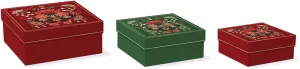 Punch Studio Christmas Garden Square Box Set of Three (50530N)