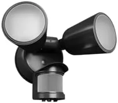 RAB LU160 Luminator Field-Adjustable Motion Sensing Floodlight, 3000K-5000K, Integrated Photocell (Black)