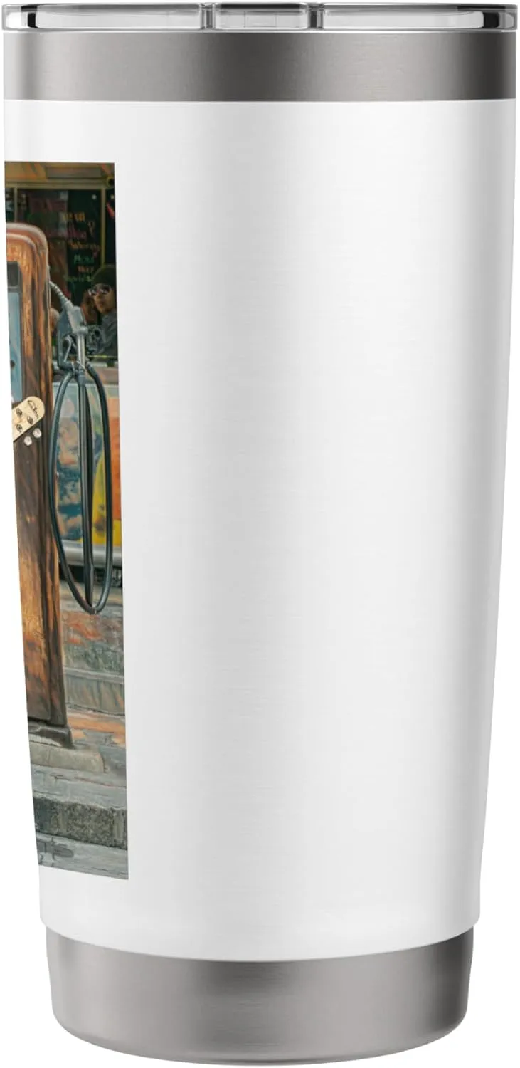 Raccoon Guitar Player Vintage Coffee Guitar Gas Pump Pop Art Stainless Steel Insulated Tumbler