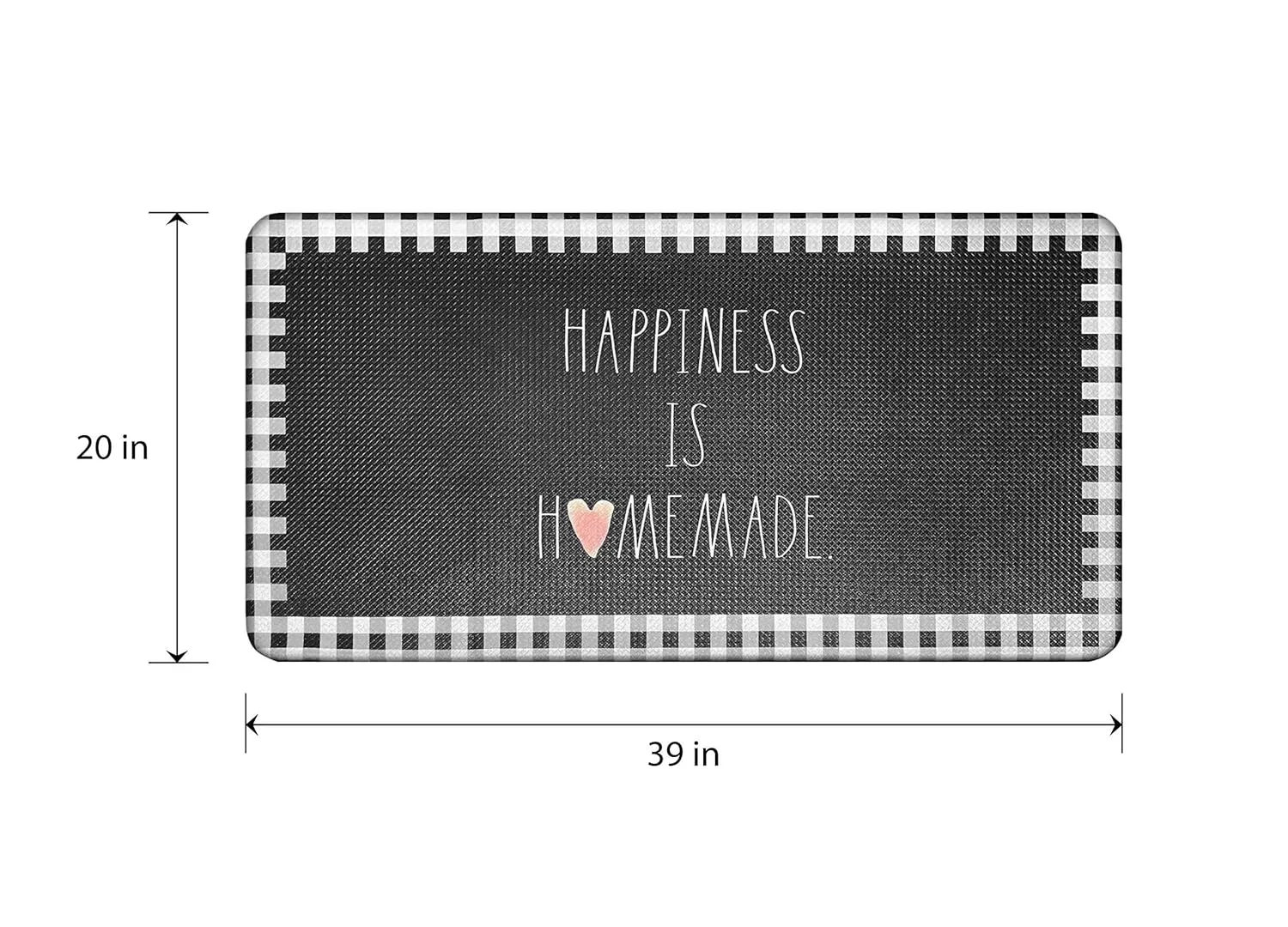 Rae Dunn Anti Fatigue Mat for Standing ‘Happiness is Homemade’ - 20 Inch x 30 Inch - Cushion Foam Rubber Kitchen Mat for Floor - Non Skid Non Slip Pad for Back Pain, Knee Support, Foot Comfort