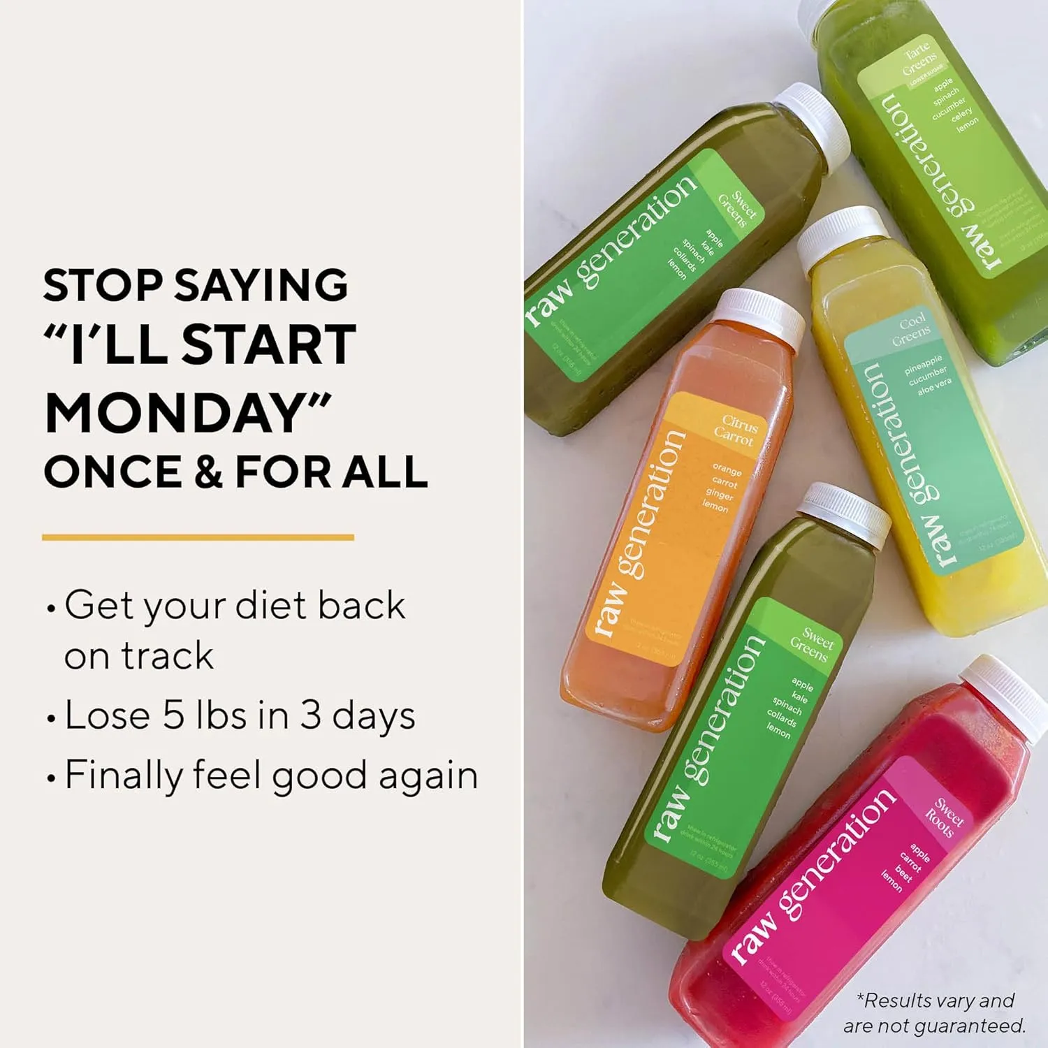 Raw Generation 7-Day Skinny Cleanse - Best Detox Juice Cleanse for Weight Management/Healthiest Way to Cleanse Your System/Jumpstart a Healthier Diet