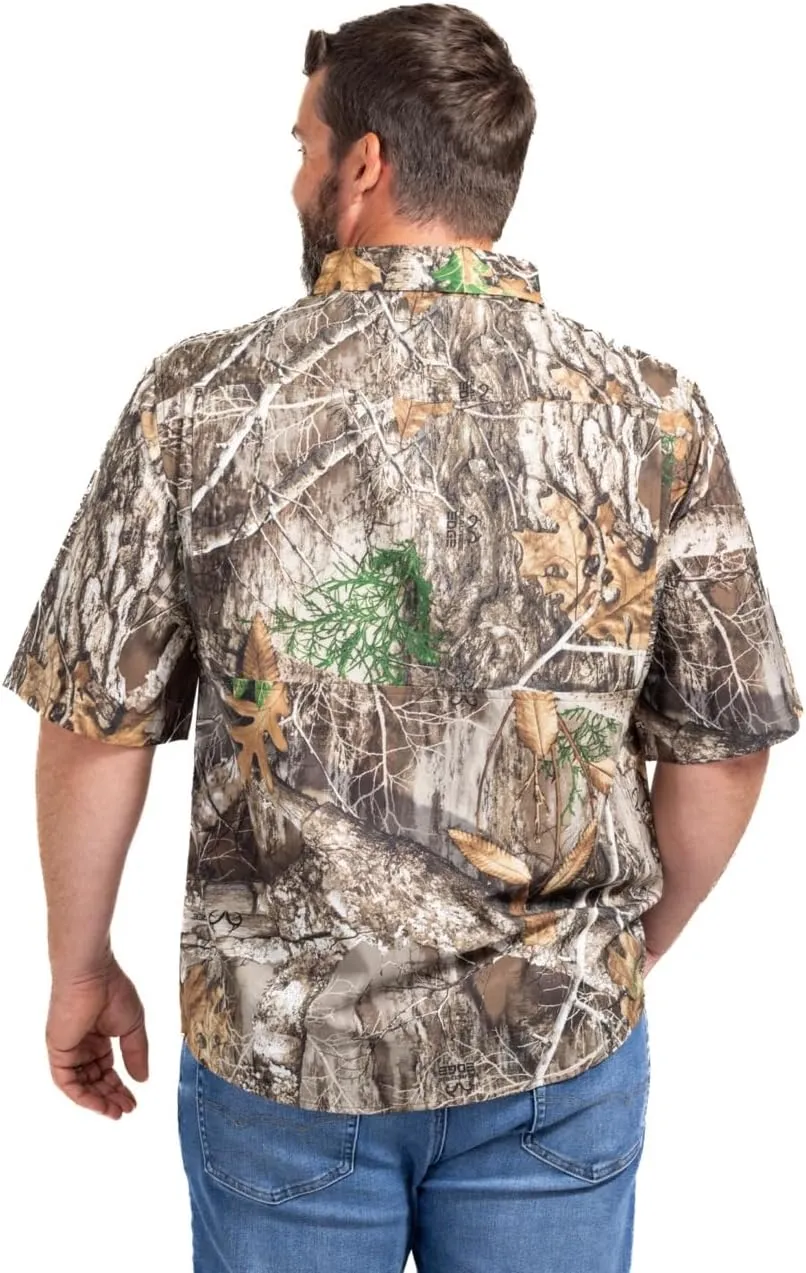 Realtree Men's Button-Down Original Camo Camp Short Sleeve Shirts for Hunting, Hiking and Fishing, Size Small