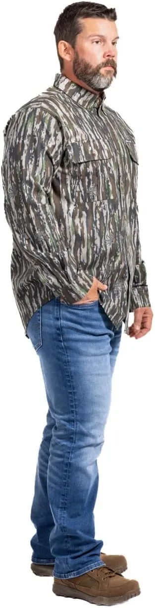 Realtree Men’s Long Sleeve Button Down Camp Shirt – Midweight, Cotton, Breathable Outdoor Shirt for Hunting and Fishing