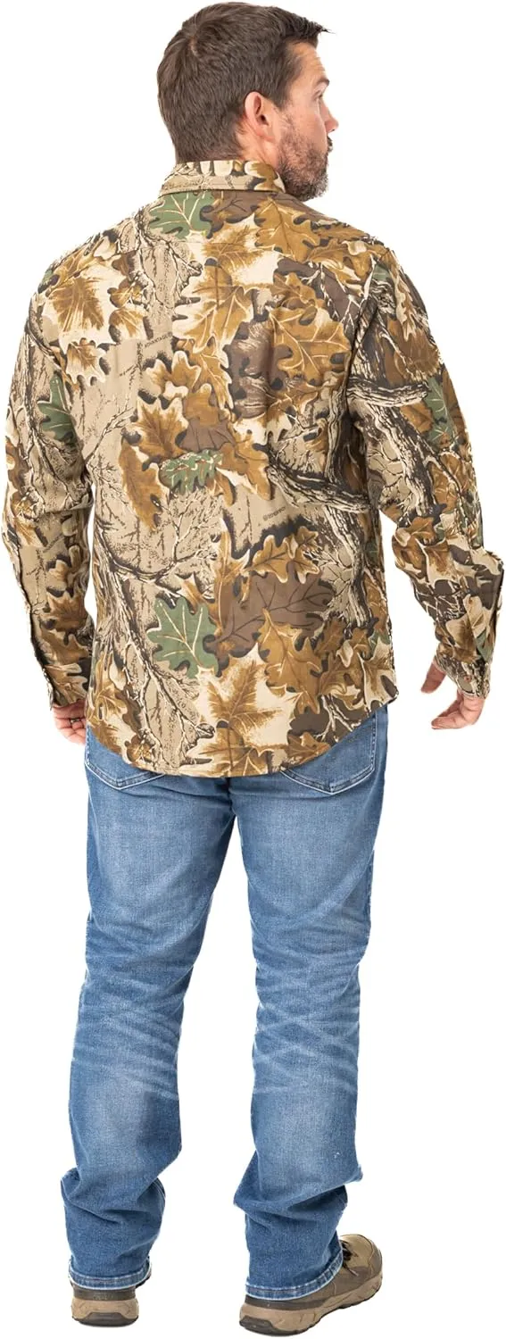 Realtree Men’s Long Sleeve Button Down Camp Shirt – Midweight, Cotton, Breathable Outdoor Shirt for Hunting and Fishing
