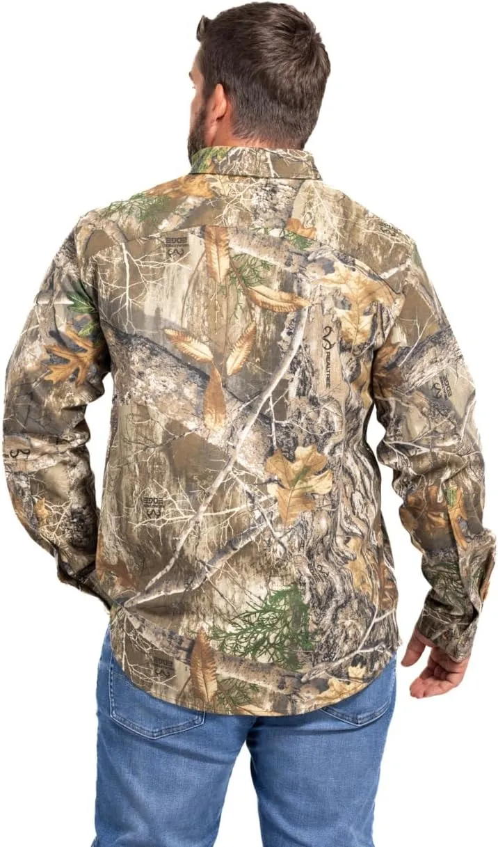 Realtree Men’s Long Sleeve Button Down Camp Shirt – Midweight, Cotton, Breathable Outdoor Shirt for Hunting and Fishing
