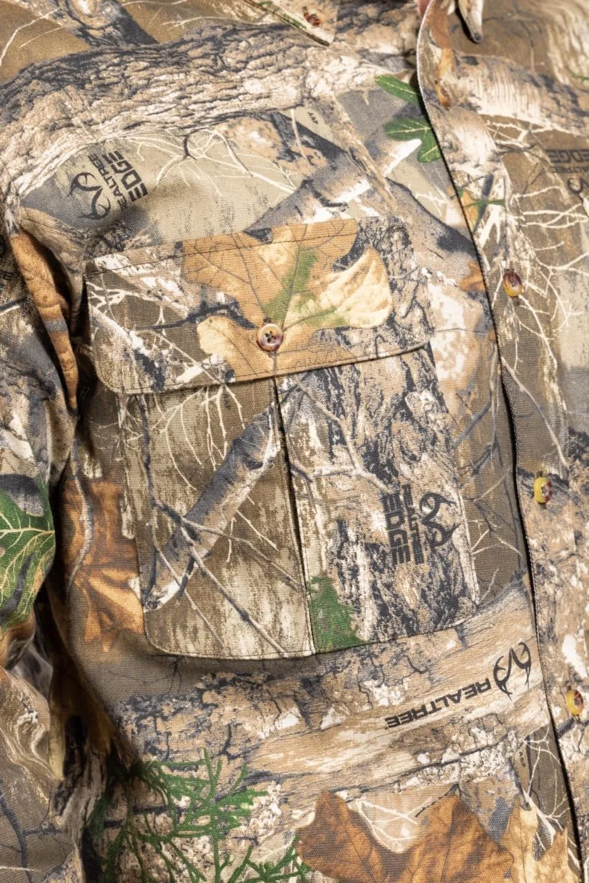 Realtree Men’s Long Sleeve Button Down Camp Shirt – Midweight, Cotton, Breathable Outdoor Shirt for Hunting and Fishing