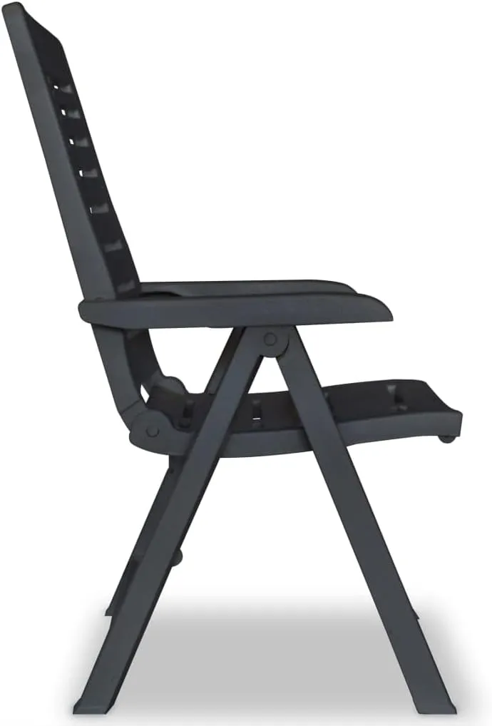 Reclining Patio Chairs 6 pcs Plastic Anthracite Foldable Outdoor Chairs for Garden, Patio, or Poolside with 4 Reclining Positions, Weather-Resistant, Lightweight, Comfortable Lounge Chairs
