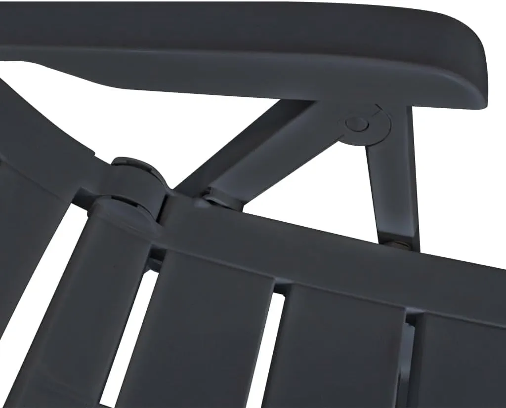 Reclining Patio Chairs 6 pcs Plastic Anthracite Foldable Outdoor Chairs for Garden, Patio, or Poolside with 4 Reclining Positions, Weather-Resistant, Lightweight, Comfortable Lounge Chairs