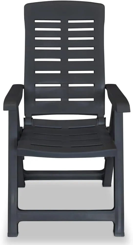 Reclining Patio Chairs 6 pcs Plastic Anthracite Foldable Outdoor Chairs for Garden, Patio, or Poolside with 4 Reclining Positions, Weather-Resistant, Lightweight, Comfortable Lounge Chairs
