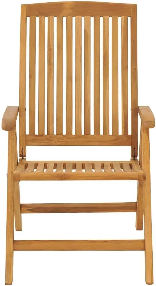 Reclining Patio Chairs with Cushions 4 Pcs Solid Teak Adjustable Foldable Outdoor Lounge Chairs Beige Cushions Comfortable Seating for Patio, Garden, and Beach