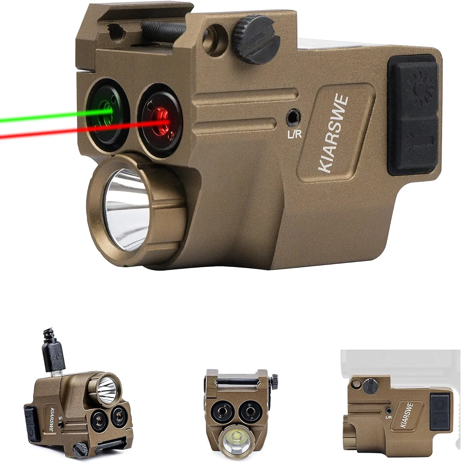 Red Green Laser Light Combo, 500 Lumens Red Green Laser, Supcompact Pistol Laser Light Combo, USB Rechargeable Red Green Laser Beam