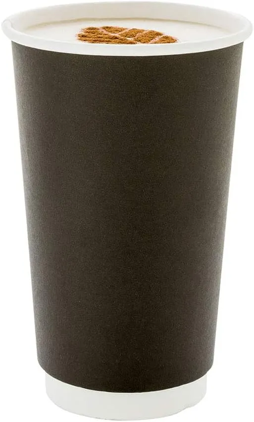 Restaurantware 16 Ounce Disposable Coffee Cups 500 Double Wall Hot Cups For Coffee - Lids Sold Separately Rippled Wall Black Paper Insulated Coffee Cups For Coffee Hot Chocolate Tea And More