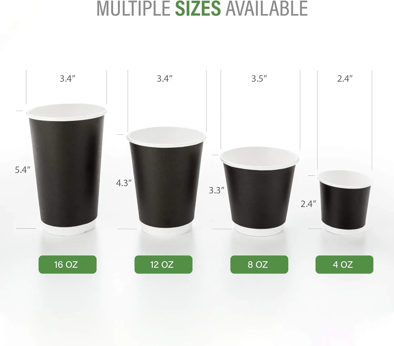 Restaurantware 16 Ounce Disposable Coffee Cups 500 Double Wall Hot Cups For Coffee - Lids Sold Separately Rippled Wall Black Paper Insulated Coffee Cups For Coffee Hot Chocolate Tea And More
