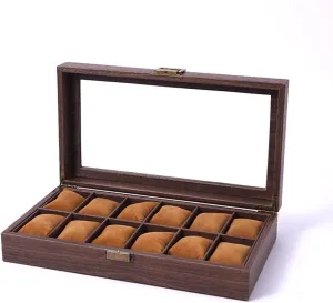Retro Wood Grain Leather Watch Storage Box Multiple Watch Boxes Watch Mechanical Watch Jewelry Box Home Large Capacity(12 Slots)