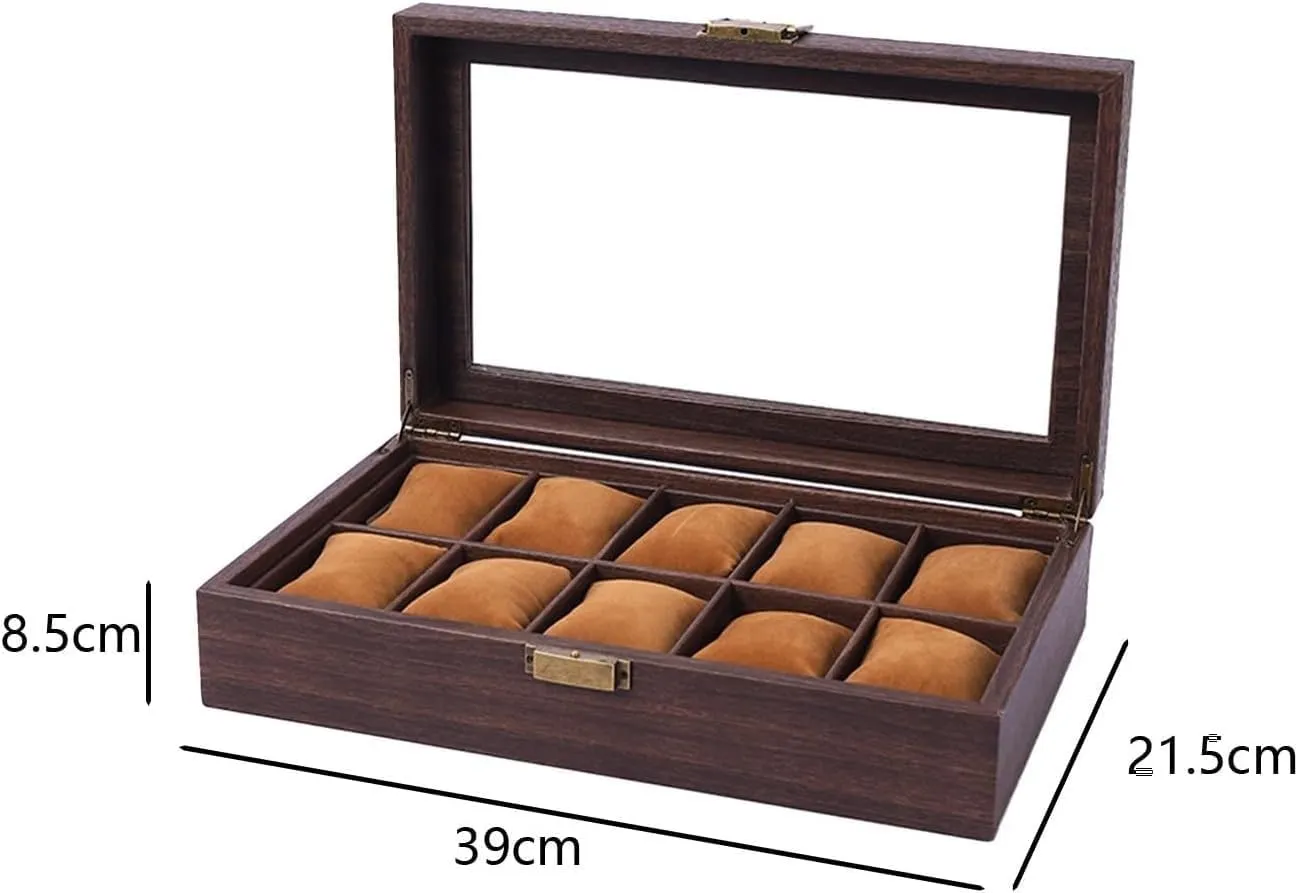 Retro Wood Grain Leather Watch Storage Box Multiple Watch Boxes Watch Mechanical Watch Jewelry Box Home Large Capacity(12 Slots)