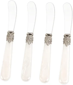 REVERIE Collection 4-piece Stainless Steel Butter Spreader Cheese Knife, Giftable Butter Knives set, Bread Knife set(4, White Handle)