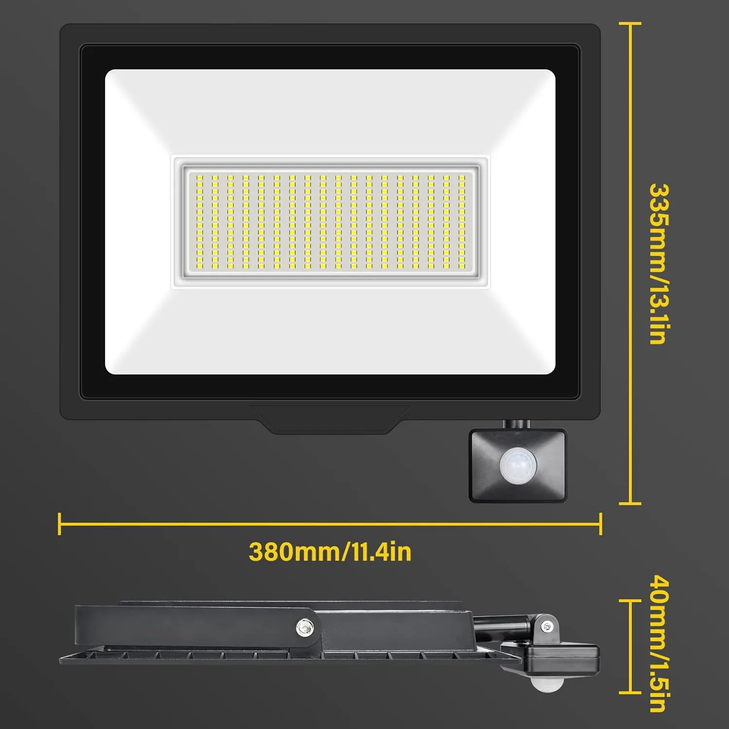 RIGIDON 200W Motion Sensor Light Outdoor 20000LM Super Bright LED Flood Outdoor Lights 6000K Daylight White IP66 Waterproof Security Lights for Garden, Garage, Yard, Sports Ground (White, 200W)