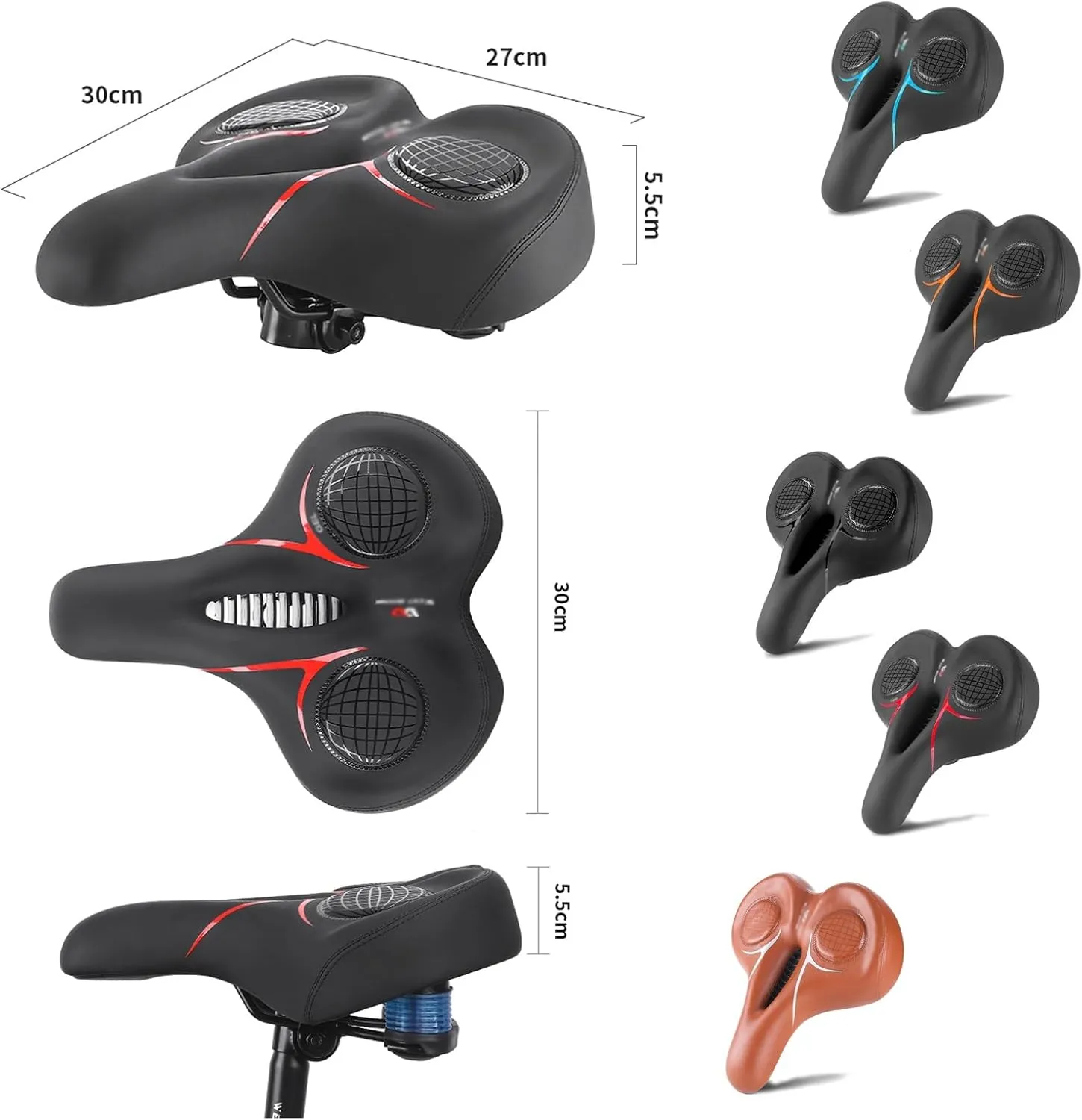 Road Bike Saddles、Ergonomic Bike Seat Soft, Comfortable, Breathable, Shock-Absorbing，Compatible Cushioned Seat for Men Women Bicycle Seat（Oversized）