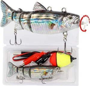 Robotic Swimming Fishing Bait Electric Lures 3.5" USB Rechargeable LED Light Wobbler 4-Segement Multi Jointed Swimbait Hard Lures Fishing Tackle