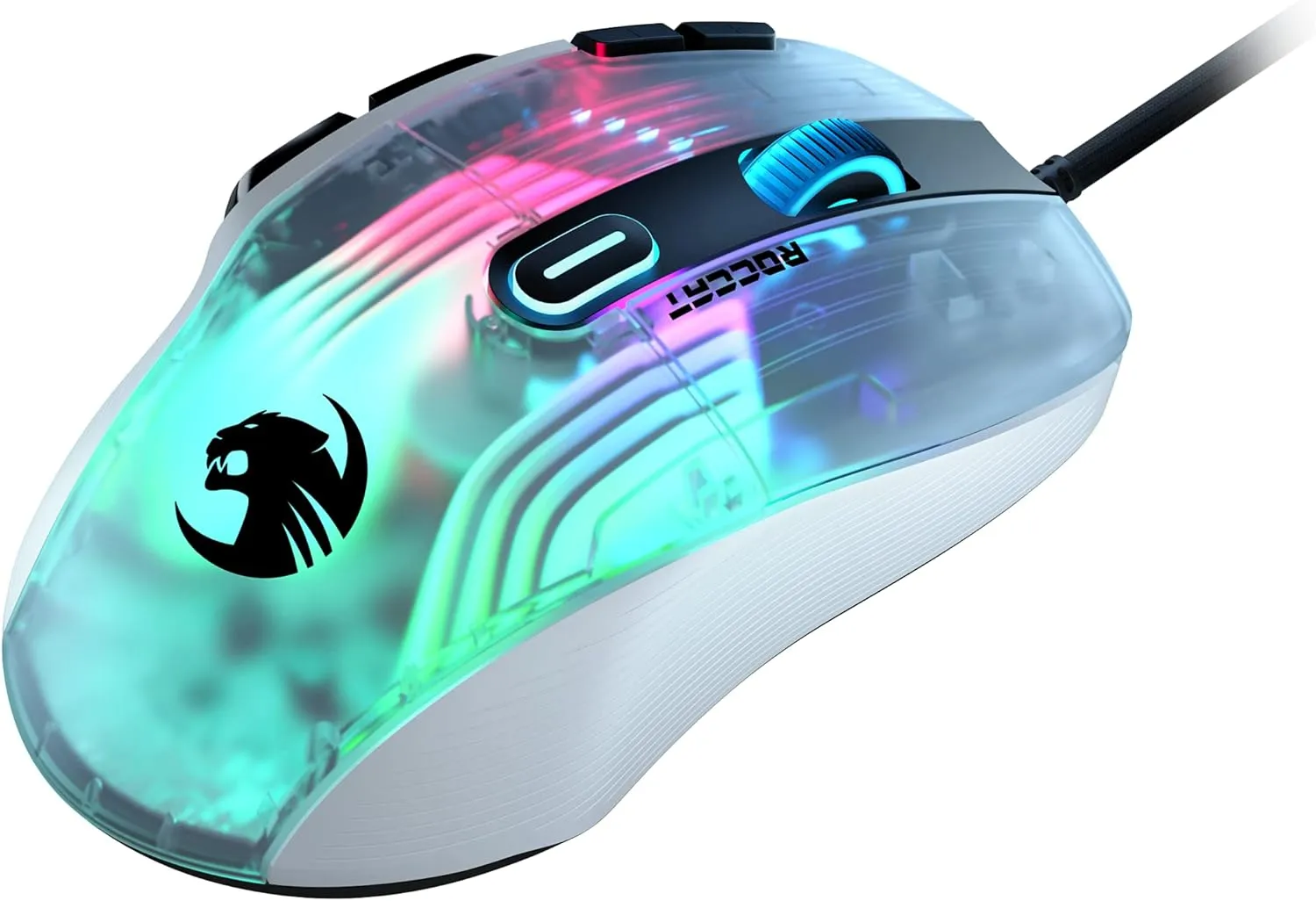 Roccat Kone XP - 3D Lighting Gaming Mouse with 19K DPI Optical Sensor, 4D Krystal Wheel, programmable Button Design & AIMO RGB Lighting, White