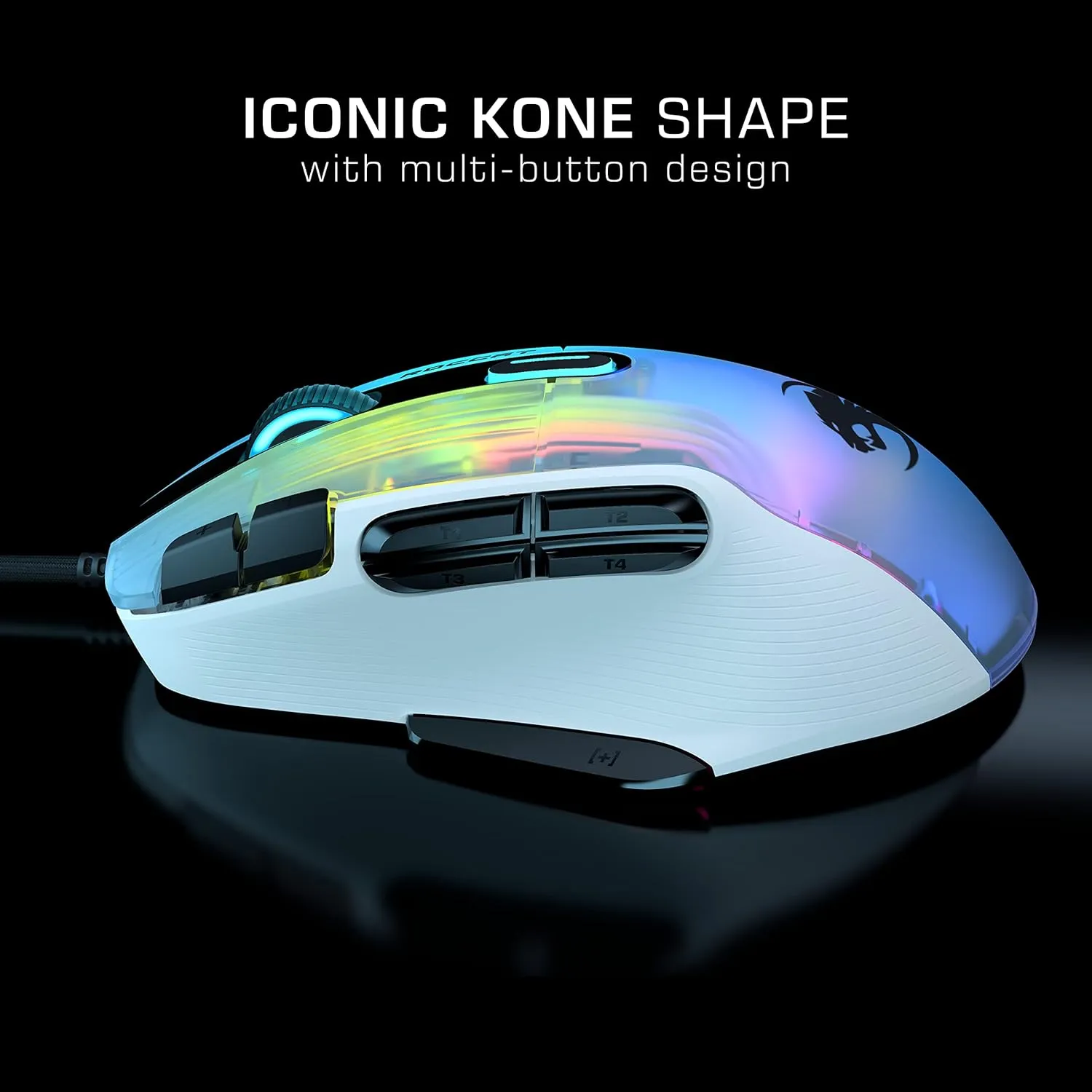 Roccat Kone XP - 3D Lighting Gaming Mouse with 19K DPI Optical Sensor, 4D Krystal Wheel, programmable Button Design & AIMO RGB Lighting, White