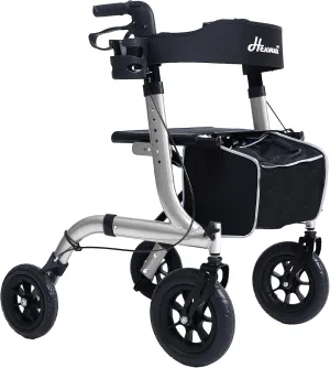 Rollator Walker for Seniors, Lightweight Foldable All Terrain Rolling Walker with seat, Aluminum Walkers with 10 inch Rubber Wheels, Handles and Backrest for Seniors and Adult