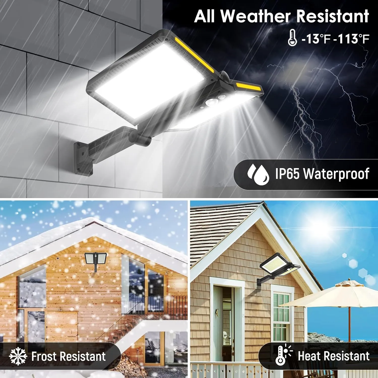 ropelux Solar Outdoor Lights, 6000LM Motion Sensor Outdoor Light Double Big Solar Panels, IP65 Waterproof and 5 Modes, 218LEDs High Brightness Wider Illuminated Area Flood Lights for Garden Street