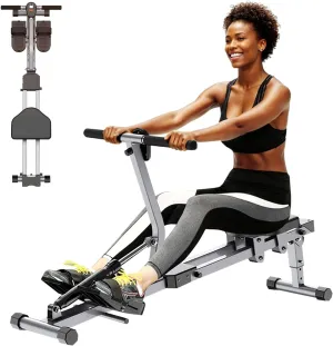 Rowing Machine, Compact Adjustable Rowing Machine 12 Levels of Complete Body Workout Resistance for Home, Low-Impact