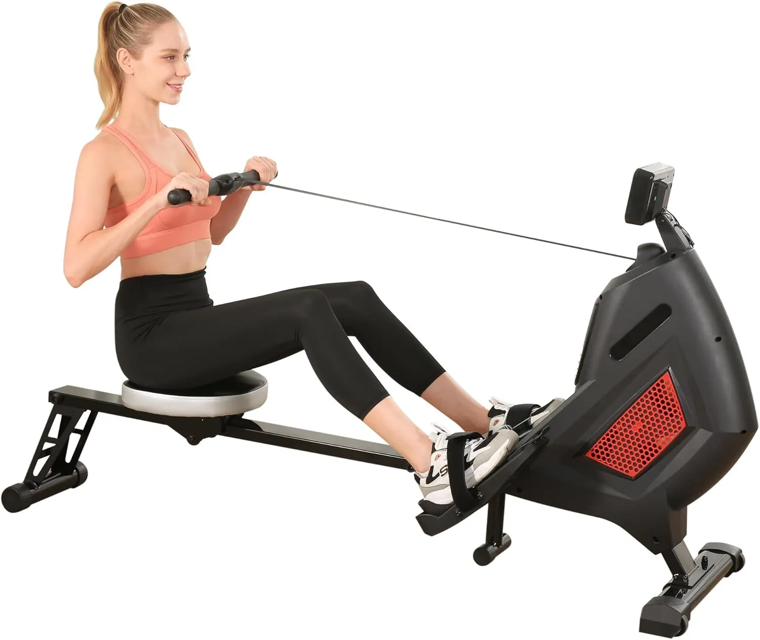 Rowing Machine Foldable Rower 250 LB Capacity 16 Levels Tension Magnetic Rowing Machine for Home Silence Resistance for Whole Body Rowing w/LCD Monitor Cardio Training Row Equipment
