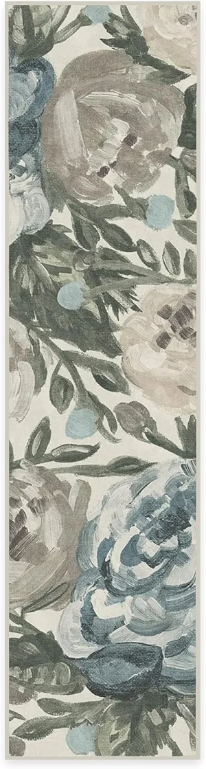 Ruggable Washable 2x10 Runner Rug, Camellia Jade, Premium Rugs for Hallway, Kitchen, Entryway, Living Room, Bedroom, Office with Gripper Non Slip Pad