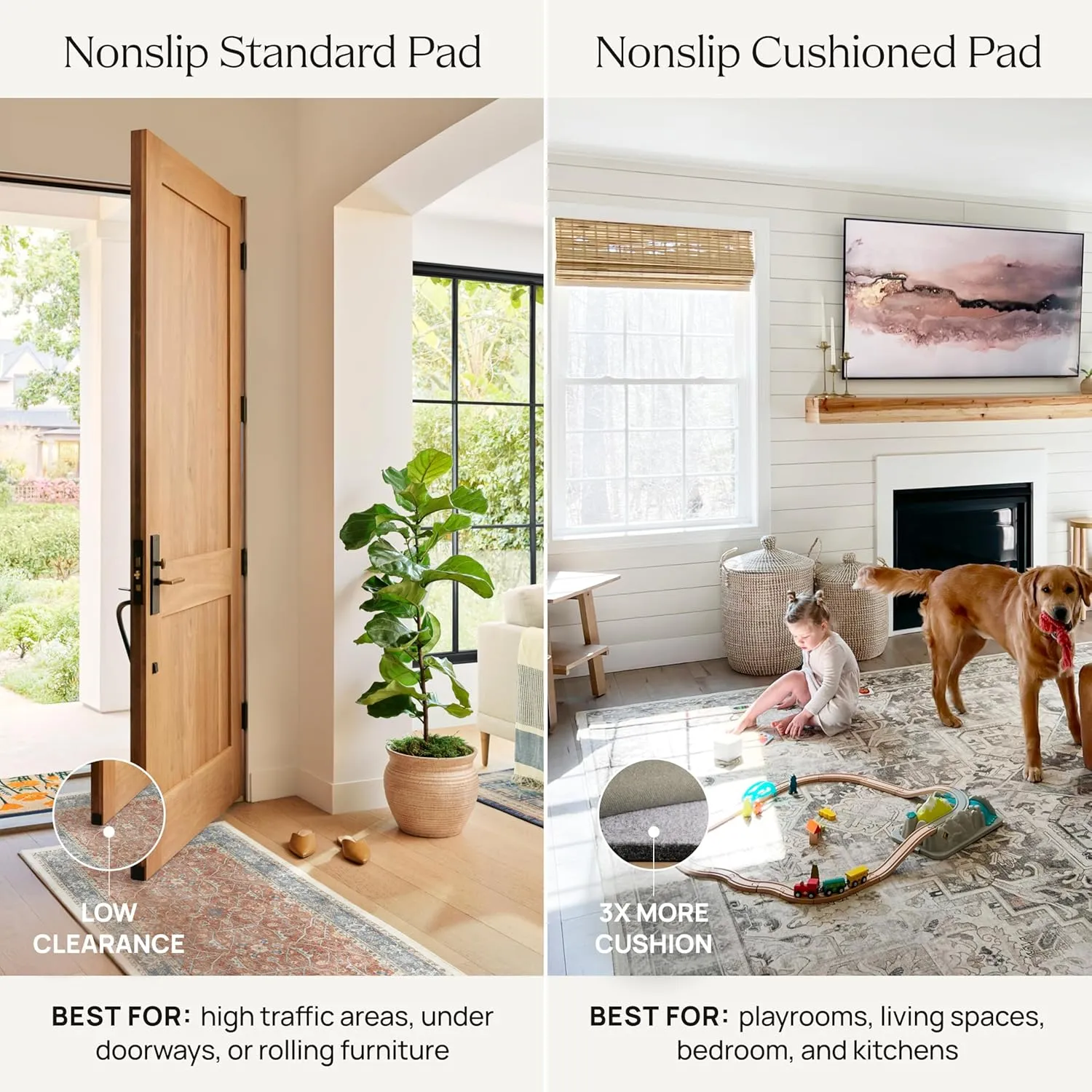 Ruggable x Jonathan Adler Washable 3x5 Area Rug, Inkdrop Camel & Ivory, Premium Modern Rugs for Living Room, Bedroom, Kitchen, Office, Classroom with Gripper Non Slip Pad