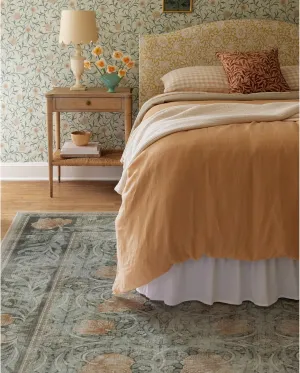 Ruggable x Morris & Co Washable 8x10 Large Area Rug, Pimpernel Vintage Green, Premium Rugs for Living Room, Bedroom, Kitchen, Office, Classroom with Gripper Non Slip Pad