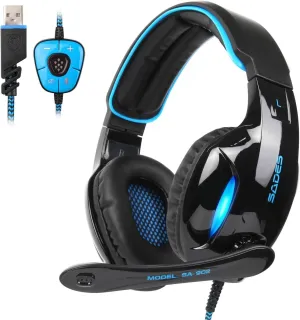 SA902 7.1 USB Surround Sound PC Headsets Over-Ear Gaming Headphones with Microphone LED Light