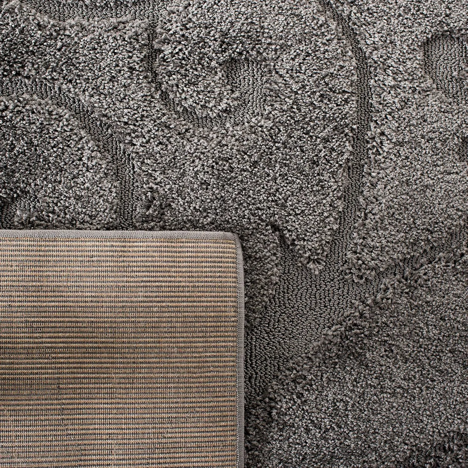 SAFAVIEH Florida Shag Collection Area Rug - 8' x 10', Grey, Scroll Design, Non-Shedding & Easy Care, 1.2-inch Thick Ideal for High Traffic Areas in Living Room, Bedroom (SG455-8013)