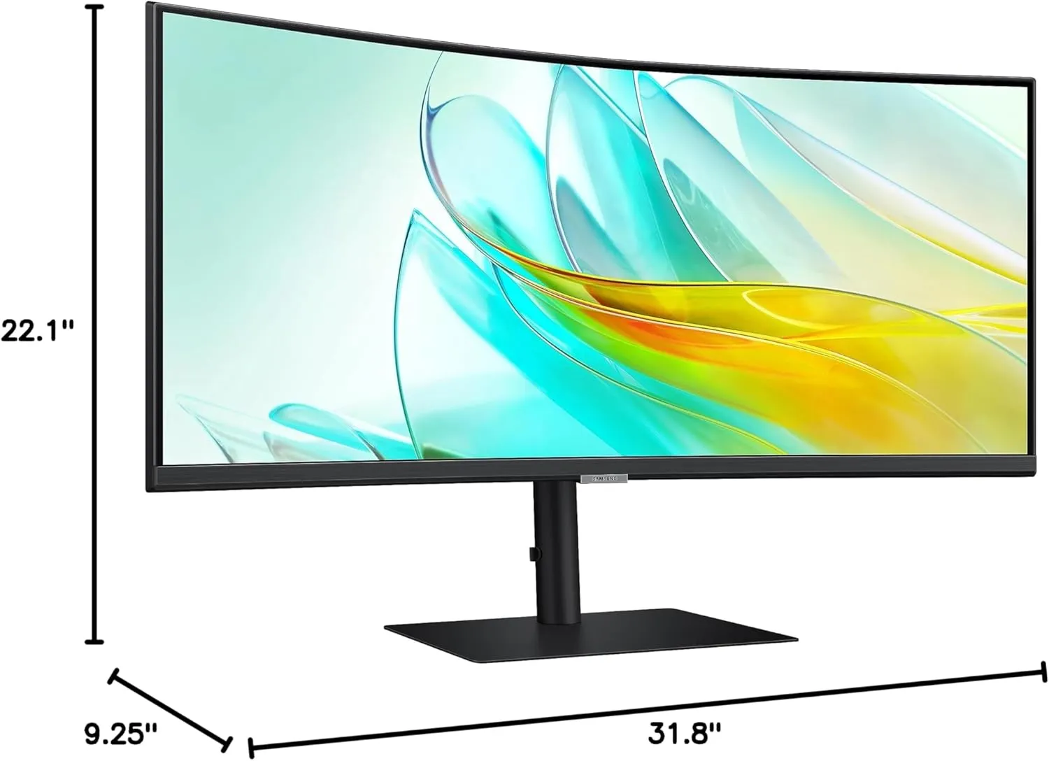 SAMSUNG 34” ViewFinity S65UA Series Ultrawide QHD Curved Monitor, HDR10, 100Hz, 350 nit, USB- C, Adjustable Stand, Intelligent Eye Care, LS34C650UANXGO, Black