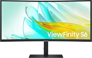 SAMSUNG 34” ViewFinity S65UA Series Ultrawide QHD Curved Monitor, HDR10, 100Hz, 350 nit, USB- C, Adjustable Stand, Intelligent Eye Care, LS34C650UANXGO, Black