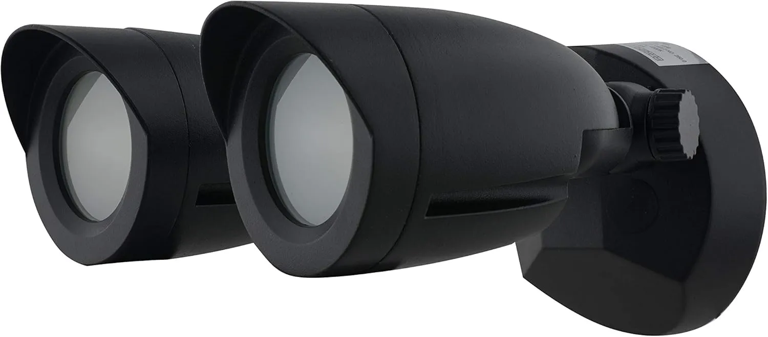 Satco 65/714 Dual Bullet-Head Security Flood Light, 3000K, Black