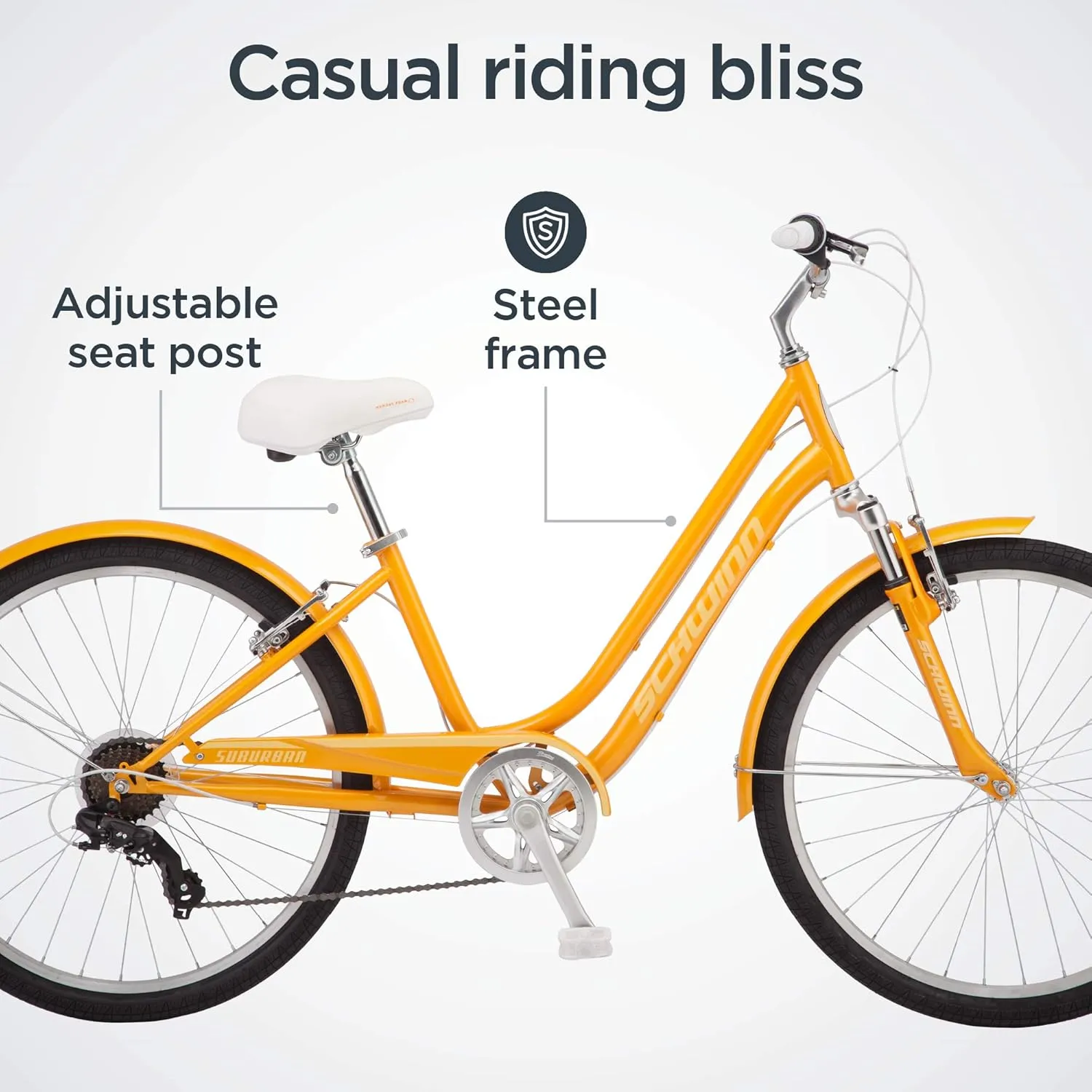Schwinn Suburban Adult Comfort Bike, Men and Women, 26-Inch Wheels, 7 Speed Drivetrain, 16 or 17-Inch Aluminum Frame, Alloy Linear Hand Brakes